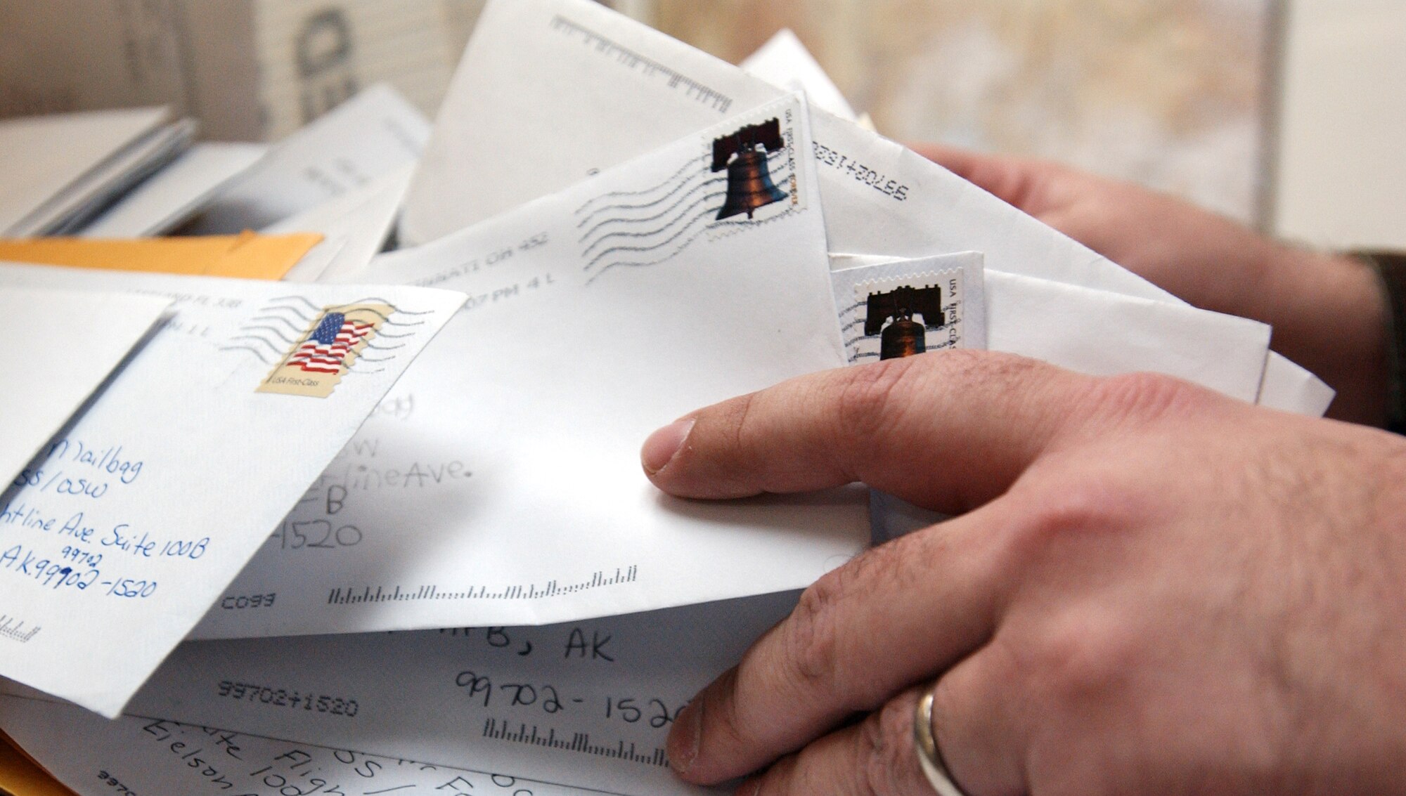 EIELSON AIR FORCE BASE, Alaska -The 354th Operation Support Squadron receives more than 4,000 letters addressed to Santa Claus during the Christmas holiday season as a part of the Santa's Mailbag program here at Eielson AFB, Alaska. The men and women of the 354th OSS respond to every letter they receive during this time period.  This program has been active for 53 years and is a holiday tradition for the men and women of the 354th Operation Support Squadron. (U.S Air Force photo by Staff Sgt Eric T. Sheler)
