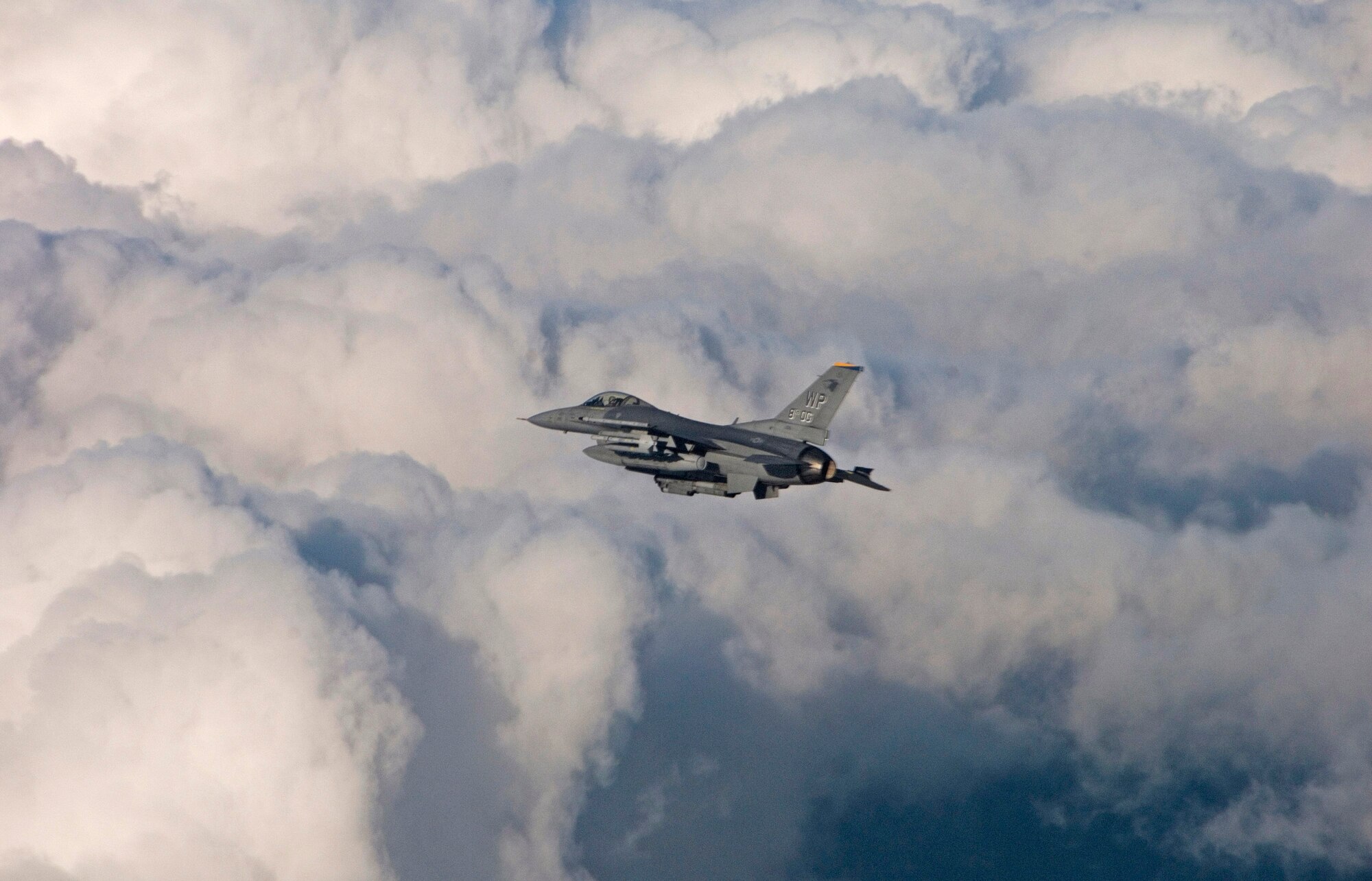 Capt. Joshua King, an F-16 Fighting Falcon pilot assigned to the 80th Fighter Squadron at Kunsan Air Base, South Korea, searches for his target while flying over a designated training area Nov. 29 while participating in a close-air-support training mission.  Pilots use such missions to simulate actual conditions they may face in combat and keep their war-fighting skills honed. (U.S. Air Force Photo/Master Sgt Jack Braden)