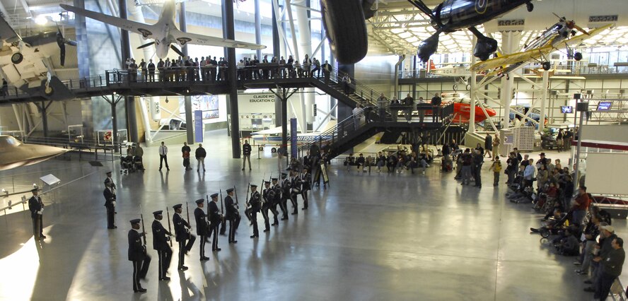 The U.S. Air Force Honor Guard Drill Team performs at the Udvar-Hazy Air & Space Museum in Chantilly, Va., Dec. 2. This was the second of five performances the team will be performing during its Winter Drill Series designed to promote and increase Air Force awareness. For more information about the series, logon to http://www.drillteam.af.mil. (U.S. Air Force photo by Airman 1st Class Alexandre Montes)