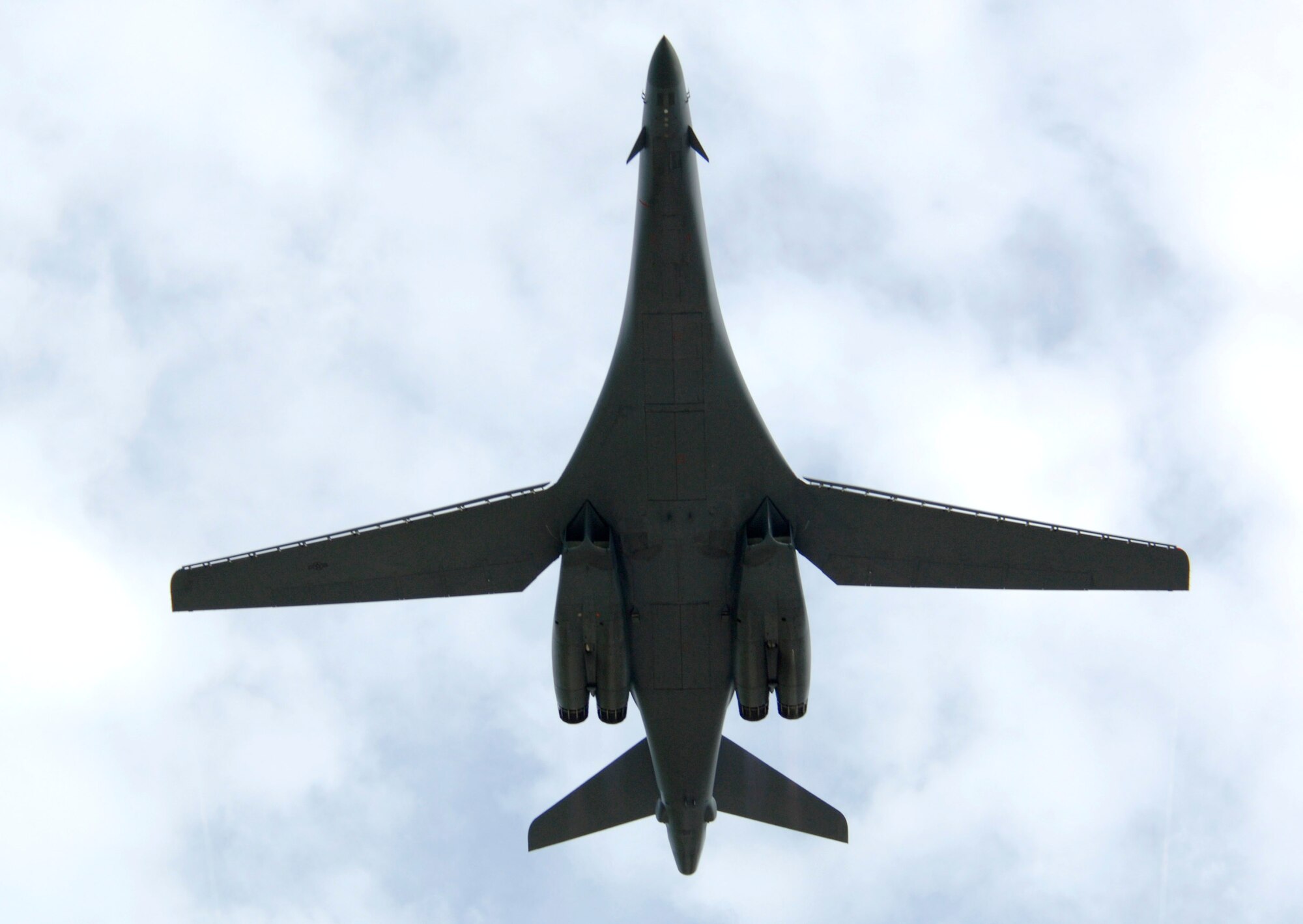 A B-1B Lancer takes off.  A B-1B employed guided bomb unit-31s Dec. 3 against enemy mortar positions located in Asadabad, Afghanistan. A  joint terminal attack controller in the area declared the mission as successful as the bombs impacted on the intended targets. (U.S. Air Force photo/Senior Airman Michael B. Keller)