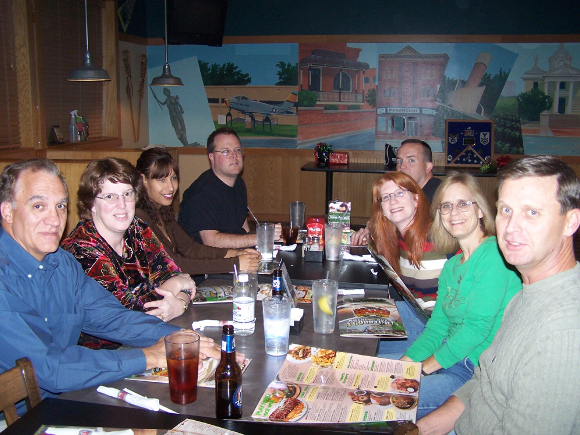 SEYMOUR JOHNSON AIR FORCE BASE, N.C.-- Members of the Logistics Readiness Squadron celebrate a year's worth of hard work during their annual holiday party held during the December unit training assembly. LRS has supported numerous deployments and inspections throughout 2007 and will continue with member deployments to Afghanistan in early 2008 as well as a unit compliance inspection slated for the summer of 2008.