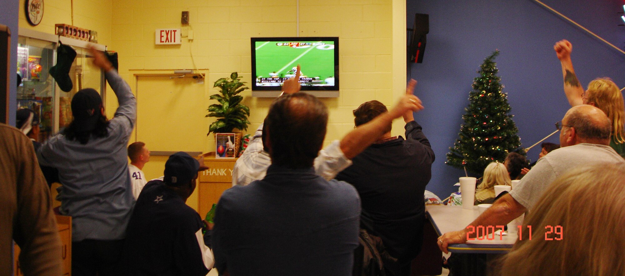 LAUGHLIN AIR FORCE BASE, Texas -- Laughlin members enjoy watching their favorite football teams play at Cactus Lanes recently. Cactus Lanes opens its doors for any pro-football games with meal and drink specials to help costumers to enjoy their time.