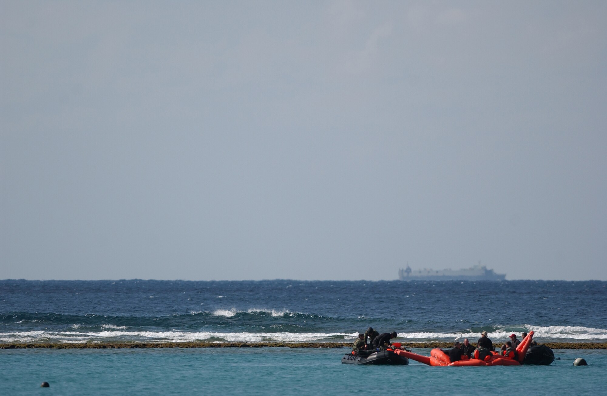 Pararescuemen from the 31st Rescue Squadron conduct a simulated water rescue during Local Operational Readiness Exercise Beverly High 08-02 at Kadena Air Base, Japan, Dec. 5, 2007. These scenarios enable pararescuemen to enhance their proficiency in water-based rescues and life-saving skills.
(U.S. Air Force photo/Tech. Sgt. Reynaldo Ramon)

