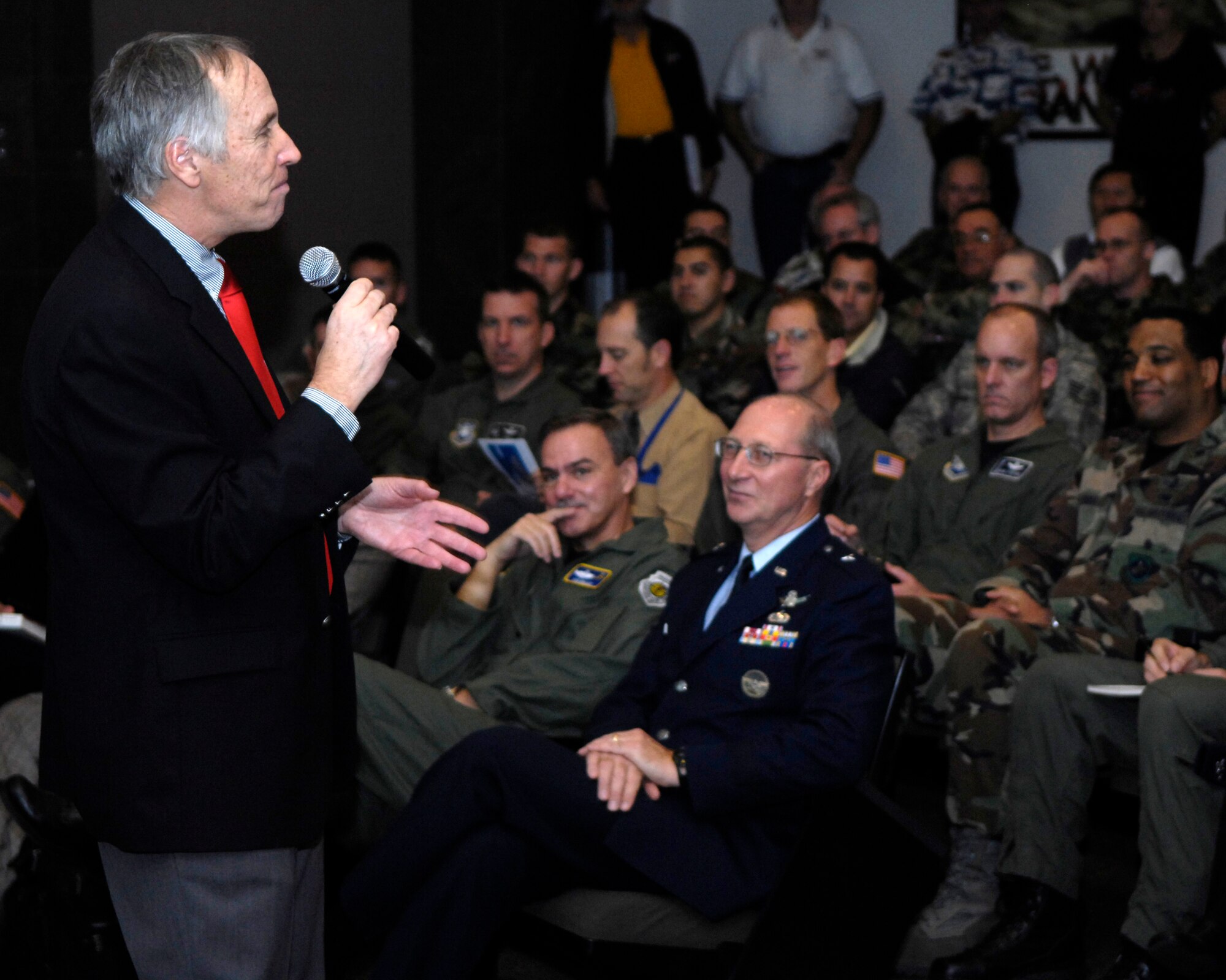 VANDENBERG AIR FORCE BASE, Calif. -- Chuck Gulash, vice president of the Toyota Technical Center, speaks to Airmen at the Air Force Smart Operations Seminar on Dec. 5.  The AFSO 21 Seminar is an initiative whereby the Air Force is looking to find ways to become more efficient in all of its processes.  (U.S. Air Force photo/Airman 1st Class Jonathan Olds)