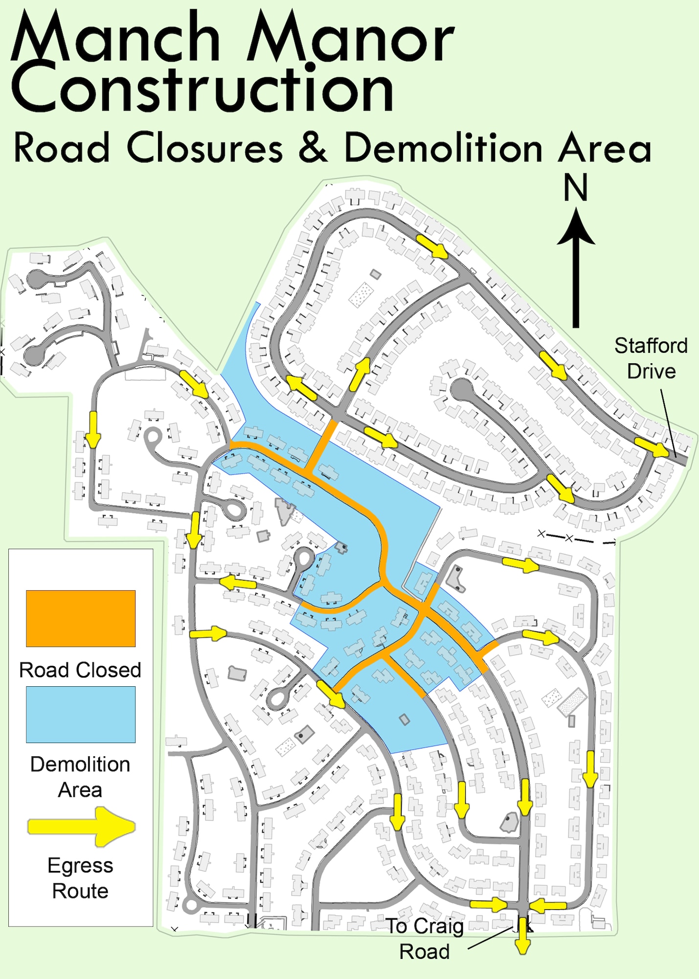 Roads in Manch Manor are scheduled to close Dec. 10 for construction that is estimated to last more than a year.  the construction is part of a major housing privatization project that has been in the making for more than. (Courtesy Geobase illustration)