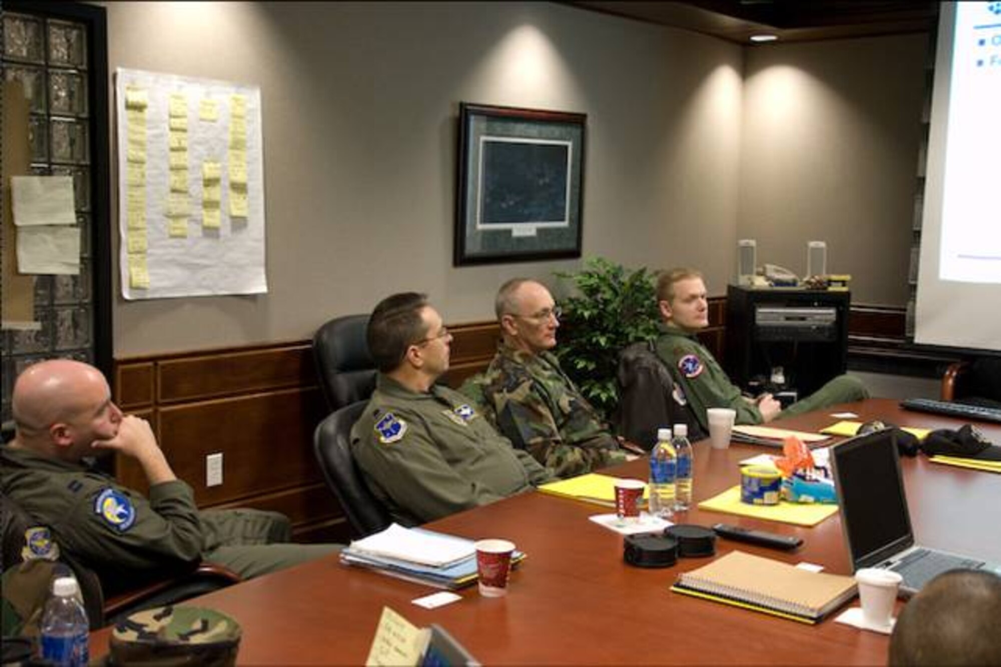 MCCONNELL AIRFORCE BASE, Kan. – Air Force Smart Operations for the 21st century team members from Eighteenth Air Force and several Air Mobility Command bases gather here to evaluate and introduce a new Tanker Value Stream Map Nov. 27-29. 
(photo by Kim Dixon)
