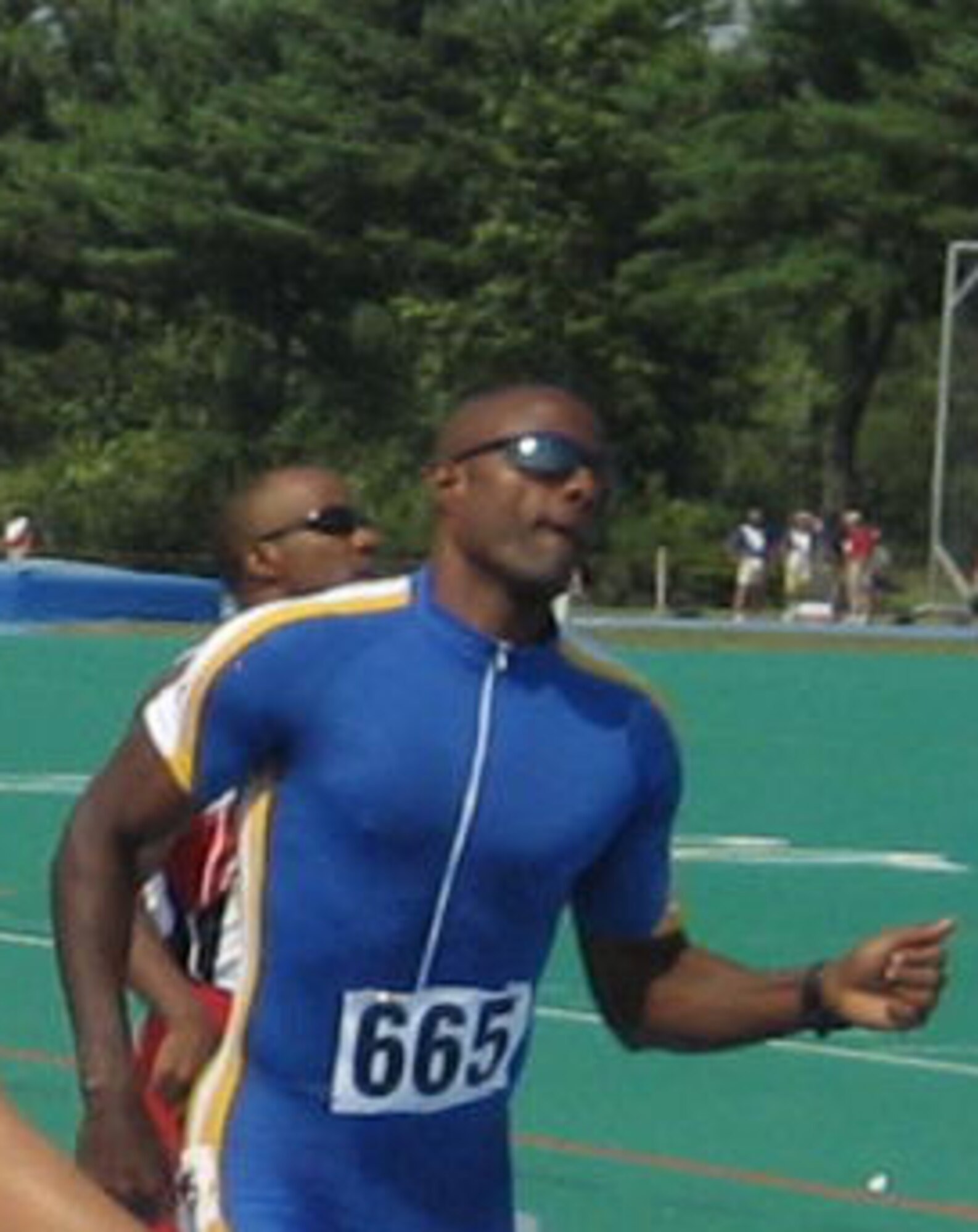 YOUNGSTOWN AIR RESERVE STATION, Ohio -- Air Force Rserve Tech. Sgt. Khalid Mulazim became the national champion in the age 40-44 men's 400-meter dash at the U.S.A. National Masters Championship held at the University of Maine in August 2007. U.S. Air Force/Courtesy photo