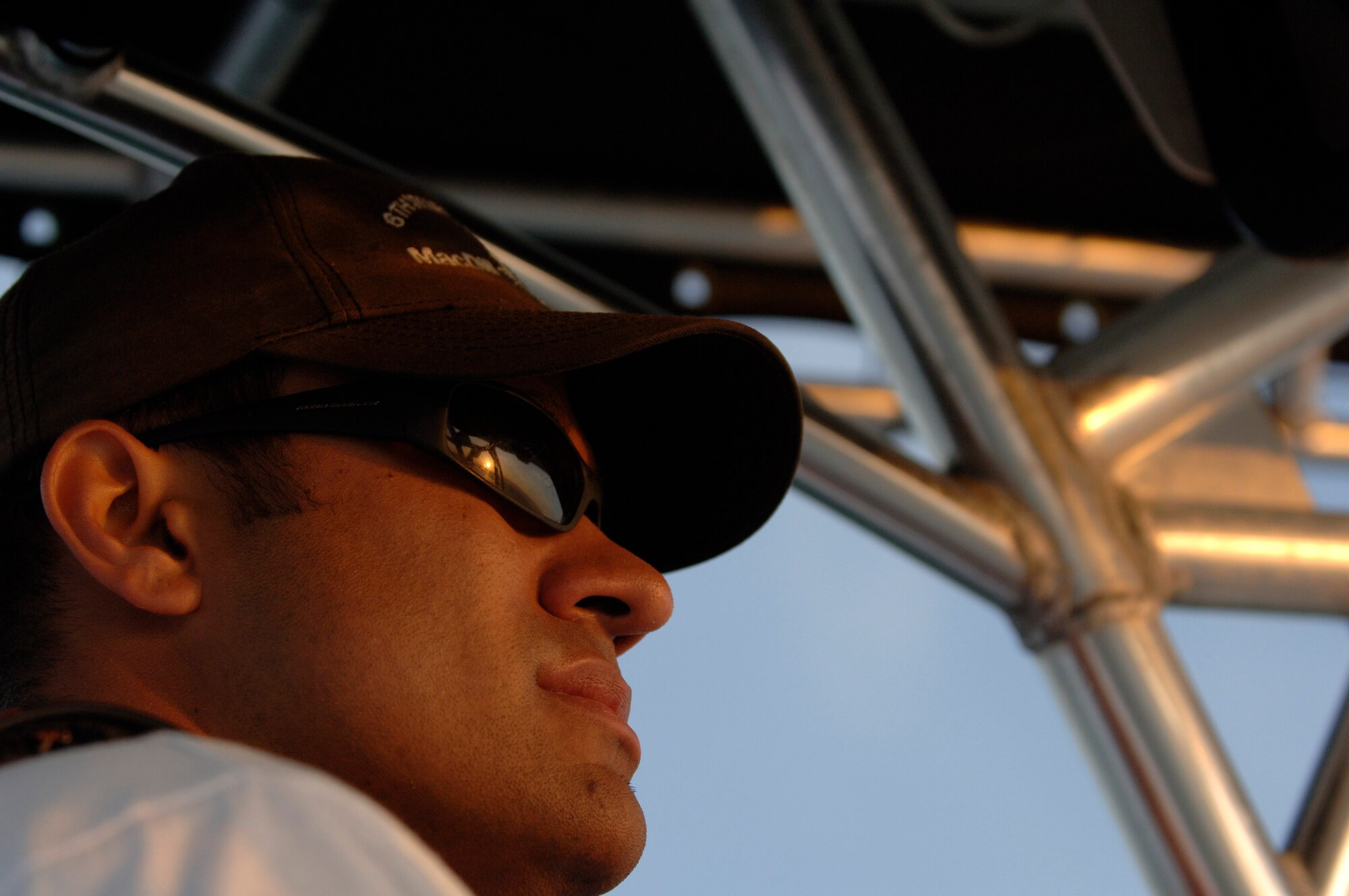 Staff Sgt. Randall Resto polices Tampa Bay Nov. 27 near MacDill Air Force Base, Fla. Sergeant Resto is a member of the 6th Security Forces Squadron boat patrol, one of the units in the Air Force to have a boat patrol and the only one to conduct patrols overnight. (U.S. Air Force photo/Airman Rylan Albright)