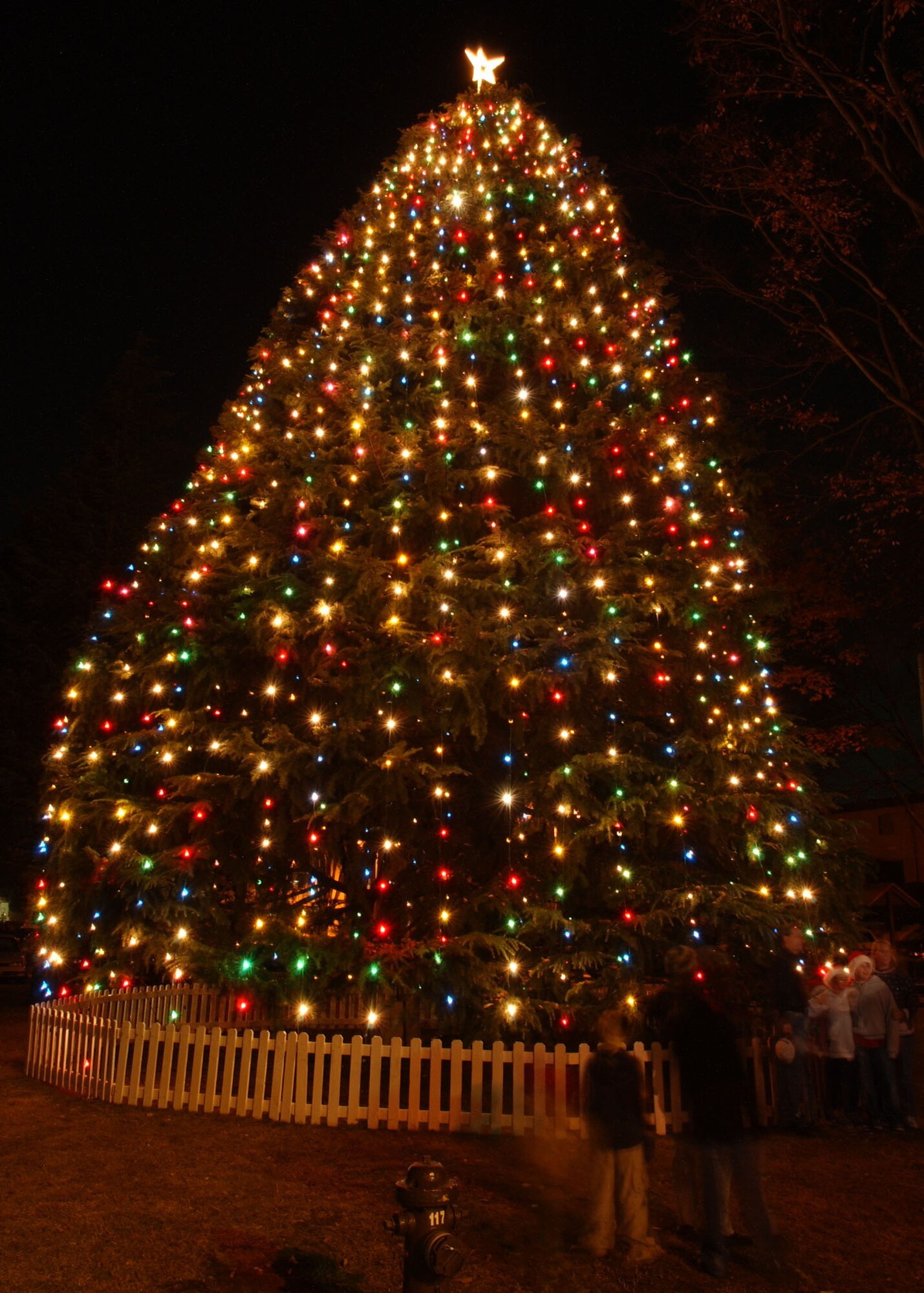 YOKOTA AIR BASE, Japan - The Yokota Christmas tree was lit on December 6, 2007 as part of a ceremony that included singing by the Yokota Community Choir and a vist from Santa Claus. (U.S. Air Force photo by Airman First Class Jonathan Fowler)                               