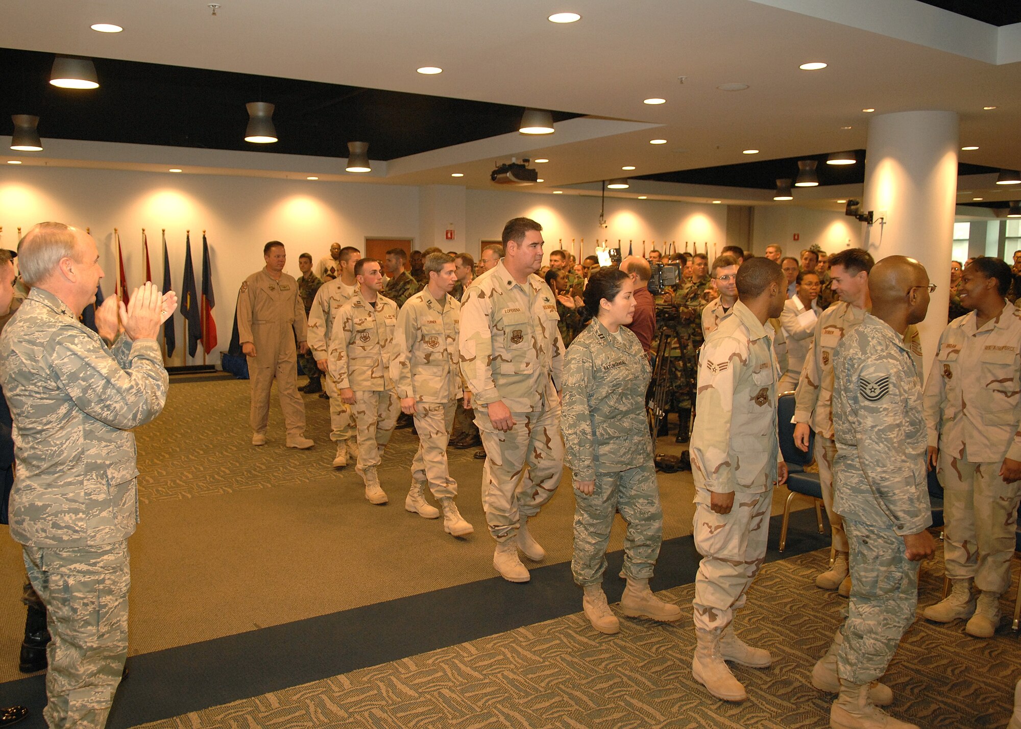 Recently deployed personnel were honored at a Welcome Home Ceremony, Dec. 6. During the past year, base personnel deployed to diverse locations including Iraq; Kyrgyzstan; Afghanistan; United Arab Emirates; Djibouti Horn of Africa; Pakistan; Qatar; Kuwait; Germany; and Fort Hood, Texas. Their deployments lasted from 120 to 365 days.  (Photo by Stephen Schester)