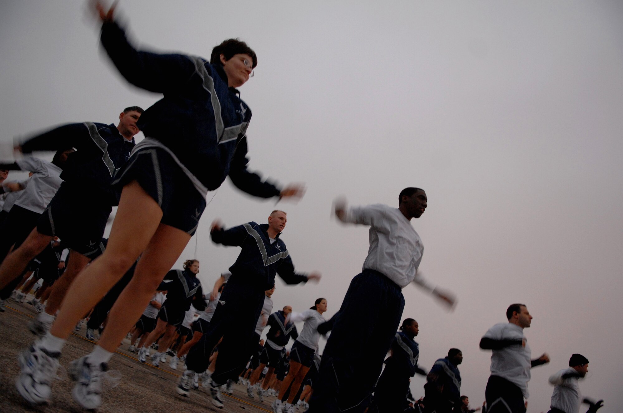 MOODY AIR FORCE BASE, Ga.--  Members of Team Moody warm up before running in the 5k Wingman Day run here Nov. 7. Wingman day is held annually to reinforce the value of teamwork in every Airman's daily activities. (U.S. Air Force photo by Airman 1st Class Gina Chiaverotti) 