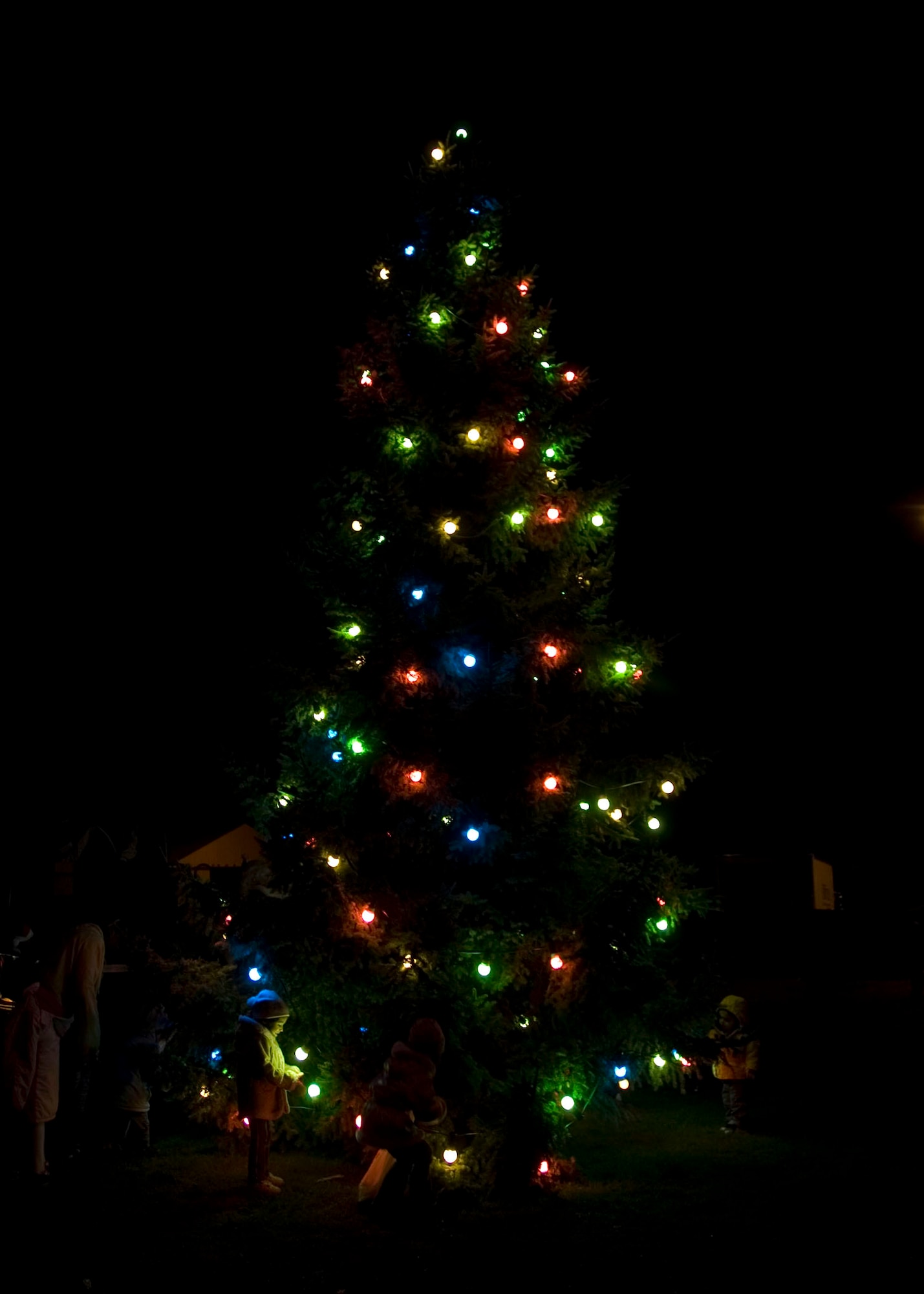 SPANGDAHLEM AIR BASE, Germany-- Members from Spangdahlem Air Base gather to watch the base holiday parade and Christmas tree lighting Dec. 7, 2007. The event was followed by caroling and snacks. (U.S. Air Force photo/Staff Sgt. Chris Mills)