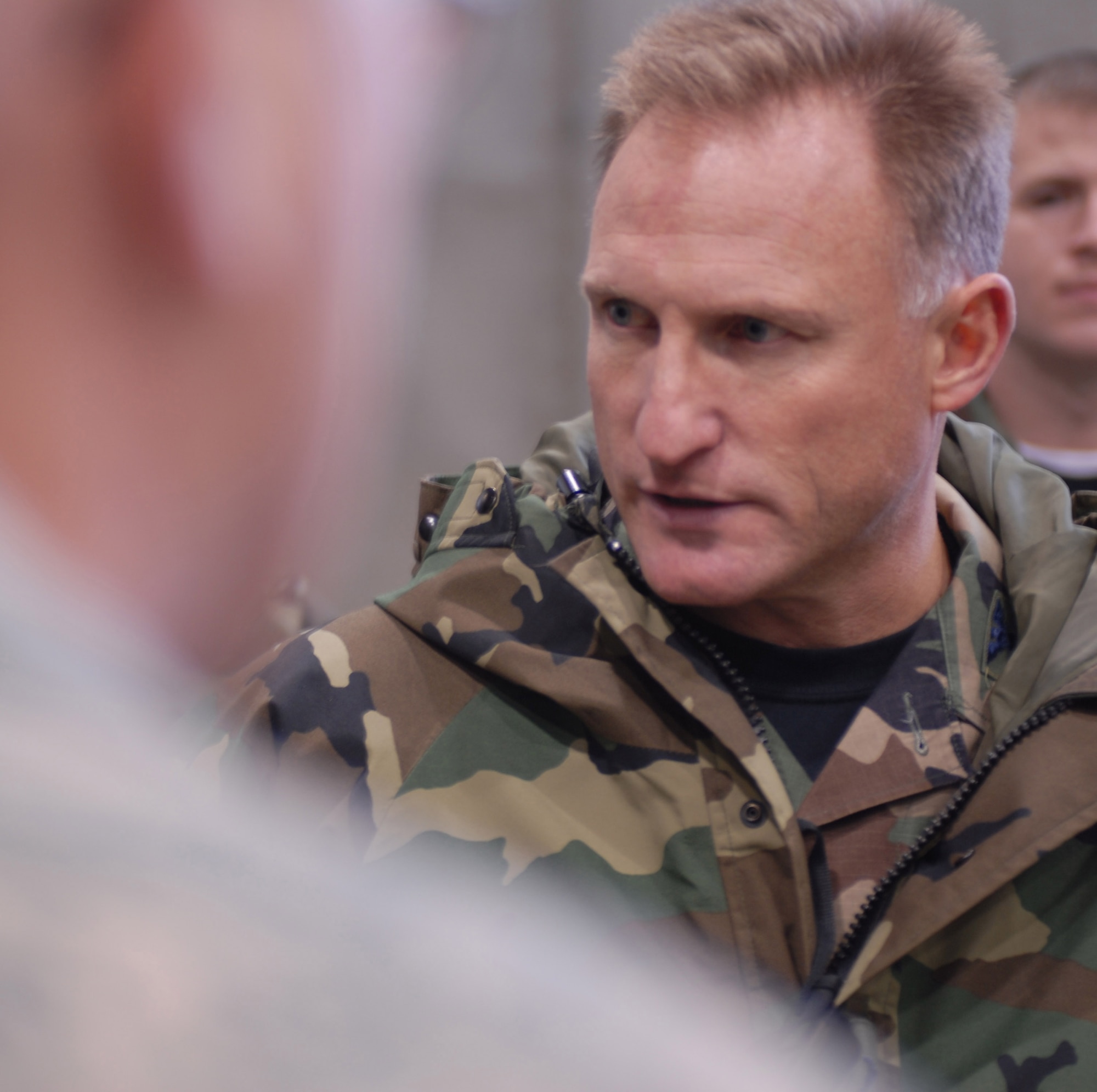 KUNSAN AIR BASE, South Korea -- Colonel Michael Kucej, 8th Maintenance Group commander, speaks with commanders from the Air Logistics Centers during their visit here Dec. 10. The visit was for the ALC commanders to ensure units throughout the base have been receiving the proper resources needed to maintain its war fighting capability. (U.S. Air Force photo/Senior Airman Steven R. Doty)