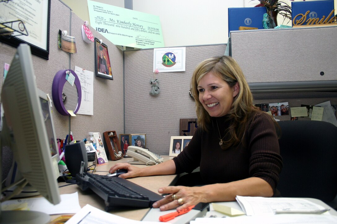 Kimberly Hervey, a travel pay clerk for the 82nd Comptroller Squadron, has won a $10,000 award from Sheppard's IDEA office.  She noticed a glitch in the travel voucher system that could save the Air Force millions of dollars. (U.S. Air Force photo/Staff Sgt. Tonnette Thompson) 
