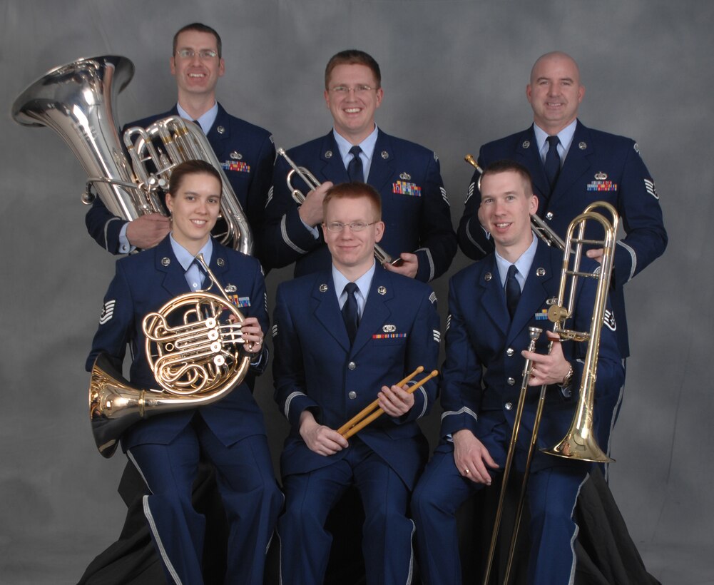 The Offutt Brass of the USAF Heartland of America Band stationed at Offutt Air Force Base, NE