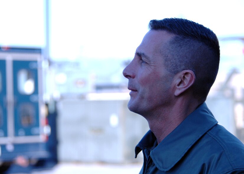 DYESS AIR FORCE BASE, Texas--Chief Master Sgt. Joe Barron waits for his C-130 incentive flight Dec. 6. Chief Barron visited with the Dyess Airmen and listened to  their concerns. (U.S. Air Force photo by Airman Stephen Reyes)