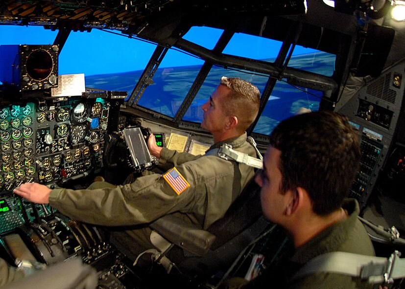 DYESS AIR FORCE BASE, Texas--Chief Master Sgt. Joe Barron takes part in a C-130 simulator drill Dec. 6.  (U.S. Air Force photo by Airman Stephen Reyes)