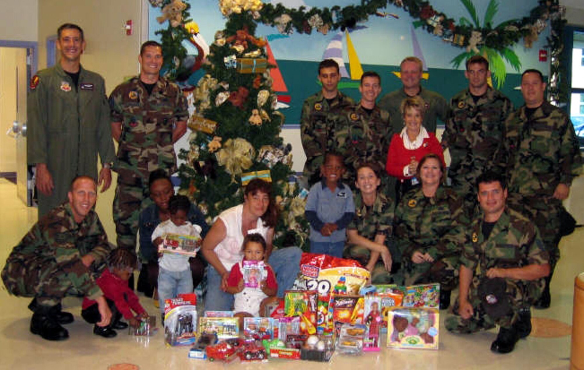 Airmen from the Florida Air National Guard 125th Fighter Wing Alert Facility at Homestead Air Reserve Base, wanted to make the holidays a little brighter for kids staying at Miami Children’s Hospital by delivering toys and gifts Dec. 11. All full-time detachment personnel donated presents, and the detachment hopes to begin an annual tradition of donating to charities involving children during the holiday season. The 125th FW, based out of Jacksonville, Fla., operates the North American Aerospace Defense Command (NORAD)  alert facility providing F-15 aircraft capable of intercepting, identifying, and if necessary, destroying unknown aircraft that penetrate U.S. airspace. (Courtesy photo)