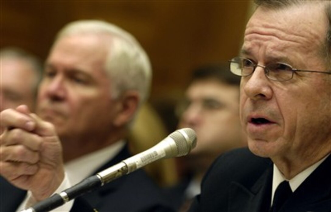 Chairman of the Joint Chiefs of Staff Adm. Mike Mullen testifies before the House Armed Services Committee about Afghanistan in Washington, D.C., on Dec. 11, 2007.  Mullen and Secretary of Defense Robert M. Gates briefed House members on their fact-finding trip to Afghanistan.  