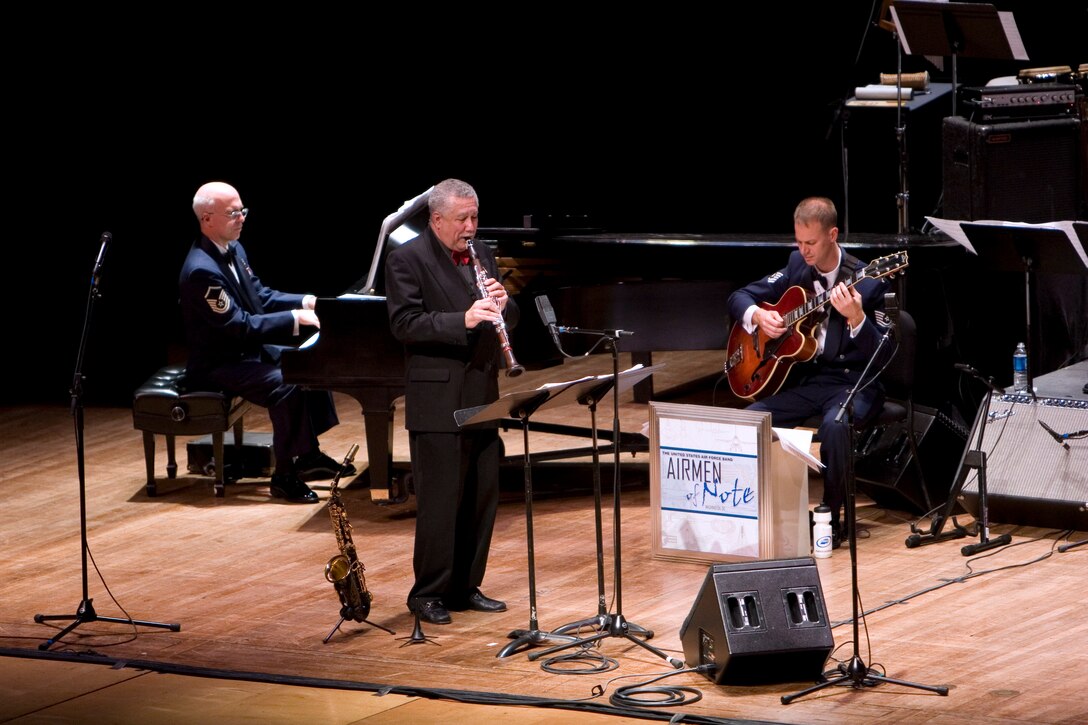 Jazz legend Paquito D'Rivera performs with the Airmen of Note as part of the 2007 Jazz Heritage Series.  (U.S. Air Force photo by SMSgt Robert Mesite)