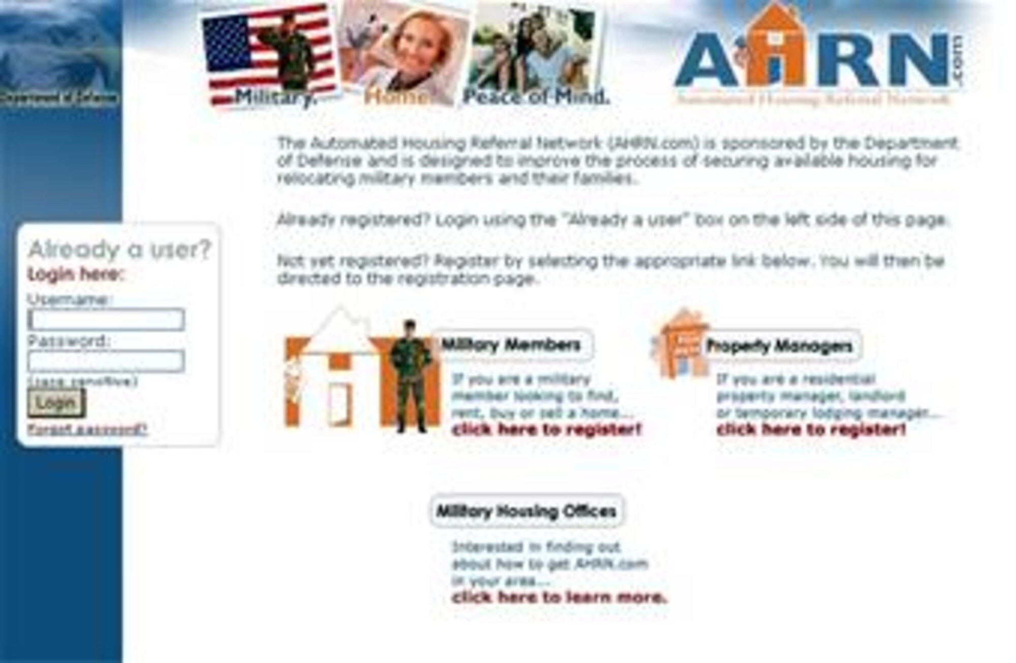 Automated Housing Referral Network is an online housing referral solution that directly connects servicemembers and their families with available housing in the community. (Courtesy graphic)