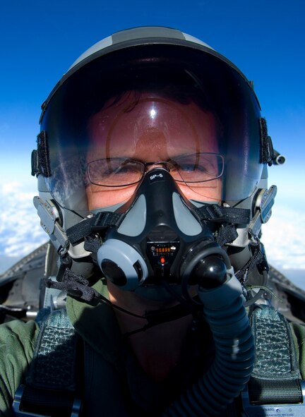 Aerial photographer Tech. Sgt. Matthew Hannen photographed himself while flying in the back seat of an F-15D, from Tyndall AFB, Fla. (Photo by Tech. Sgt. Matthew Hannen) 