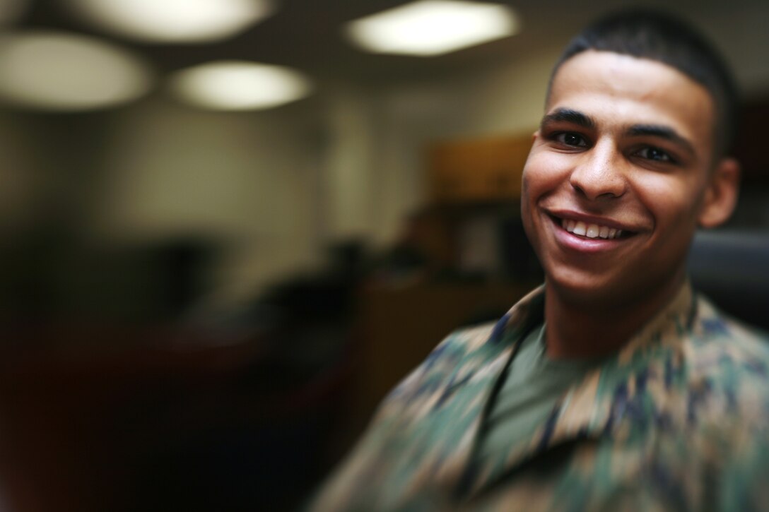 U.S. MARINE CORPS BASE, CAMP H.M. SMITH, Hawaii -- Lance Cpl. Patrick Bennett may not have a past worht smiling about, but in the present it is rare for anyone to catch this young Marine with out a smile and a eager attitude.