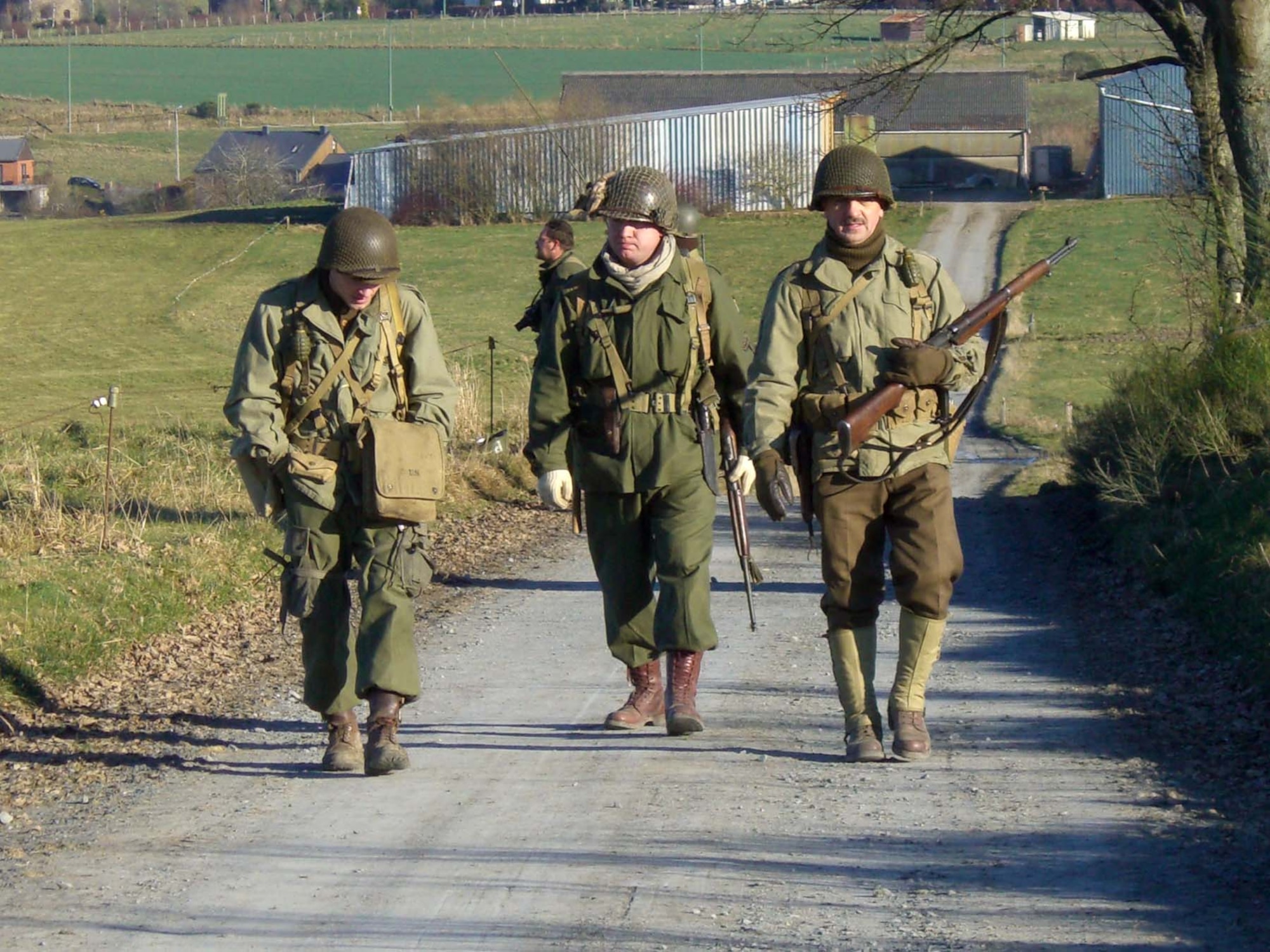 BASTOGNE, Belgium -- Re-enactors take part in a 20 kilometer trek during the 63rd anniversary march of the Battle of the Bulge in Bastogne, Belgium Dec. 15, 2007. (U.S Air Force photo/Capt. Kevin Coffman)