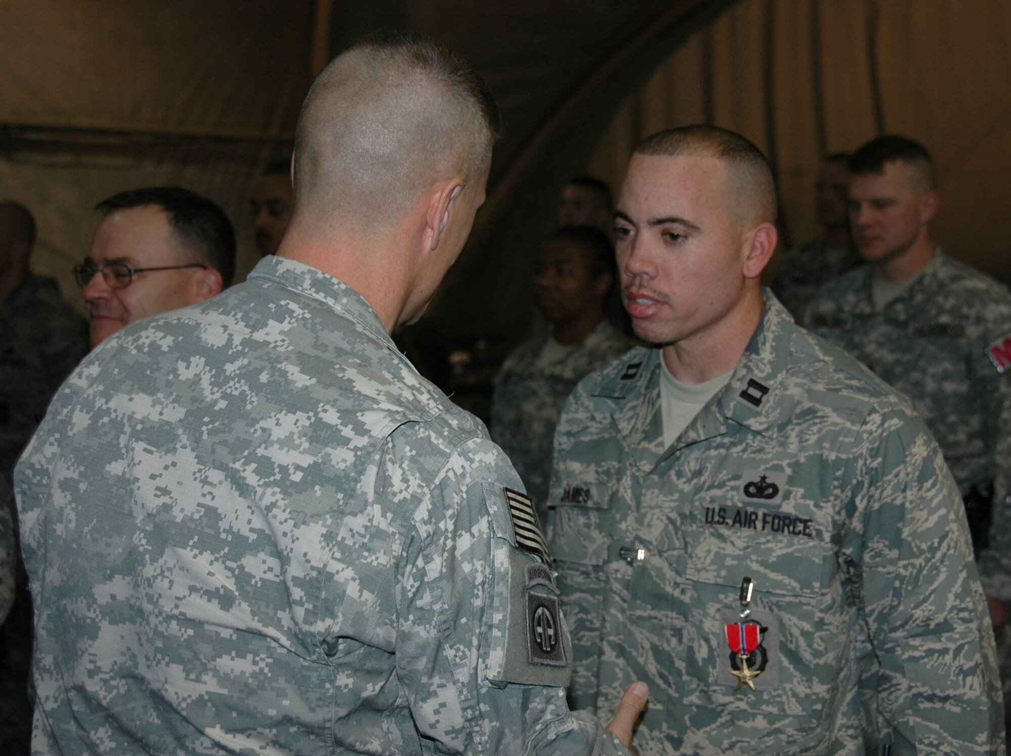 Capt. Joshua James deployed to South West Asia from Whiteman Air Force Base recently earned a Bronze Star. (Photo printed with permission of Chief Master Sergeant Robert Rush)