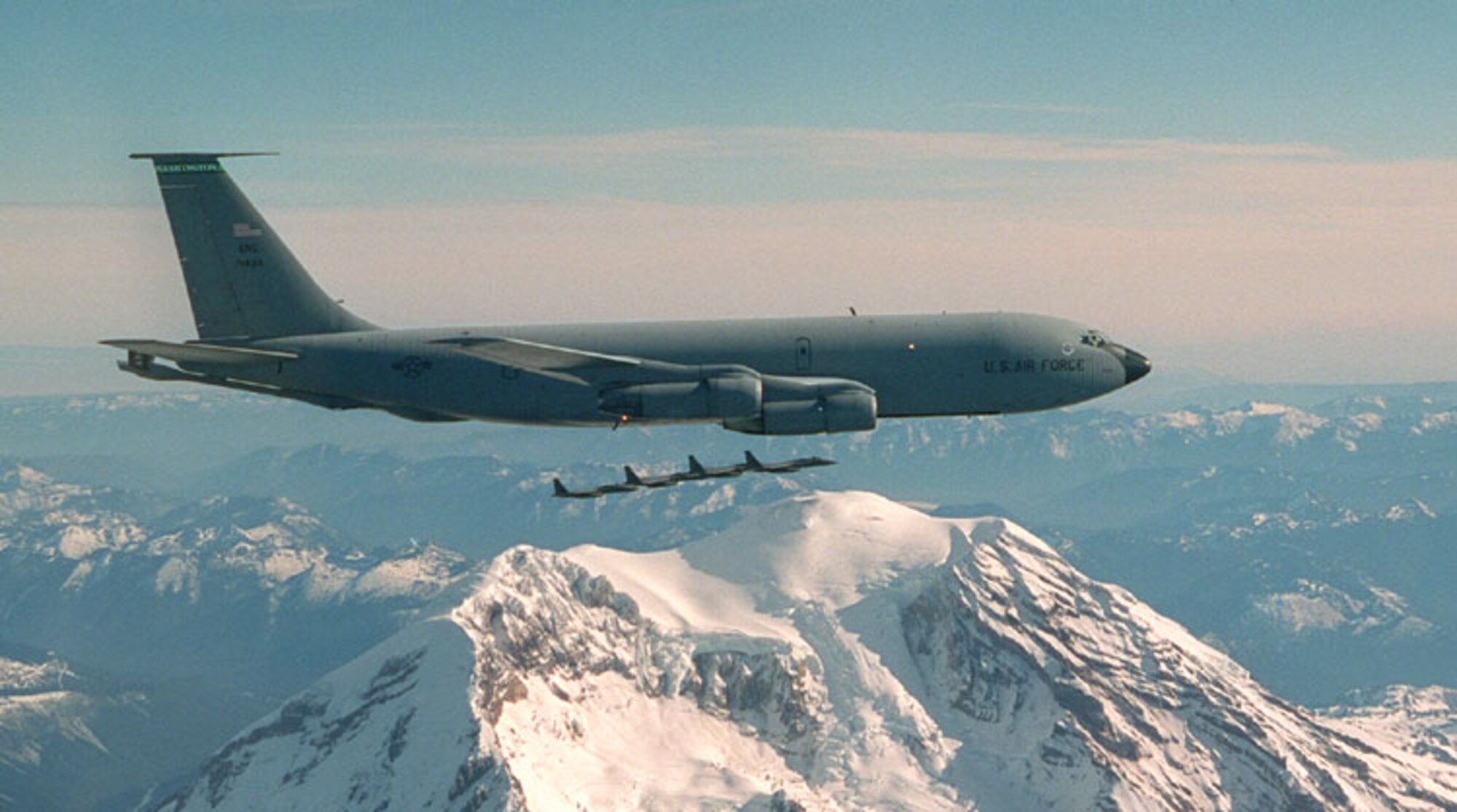 141st in action.  KC-135 doing its mission over Mt. Rainier.