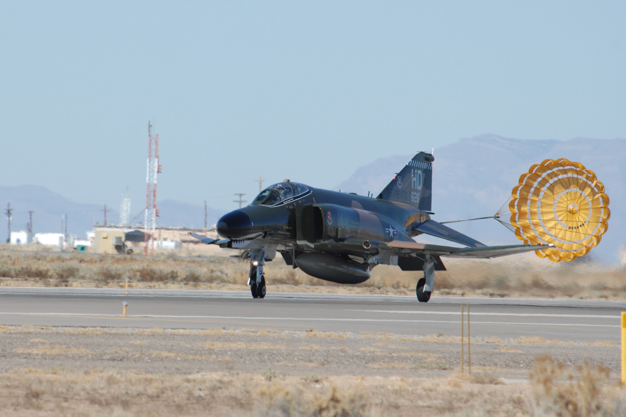 Brig. Gen. David Goldfein, 49th Fighter Wing commander, lands on runway 16 after a successful flight in the F-4 Phantom Dec. 20, 2007, at Holloman Air Force Base, N.M. This was General Goldfein's fisrt time flying the Phantom. (U.S. Air Force photo/Airman 1st Class Jamal D. Sutter)