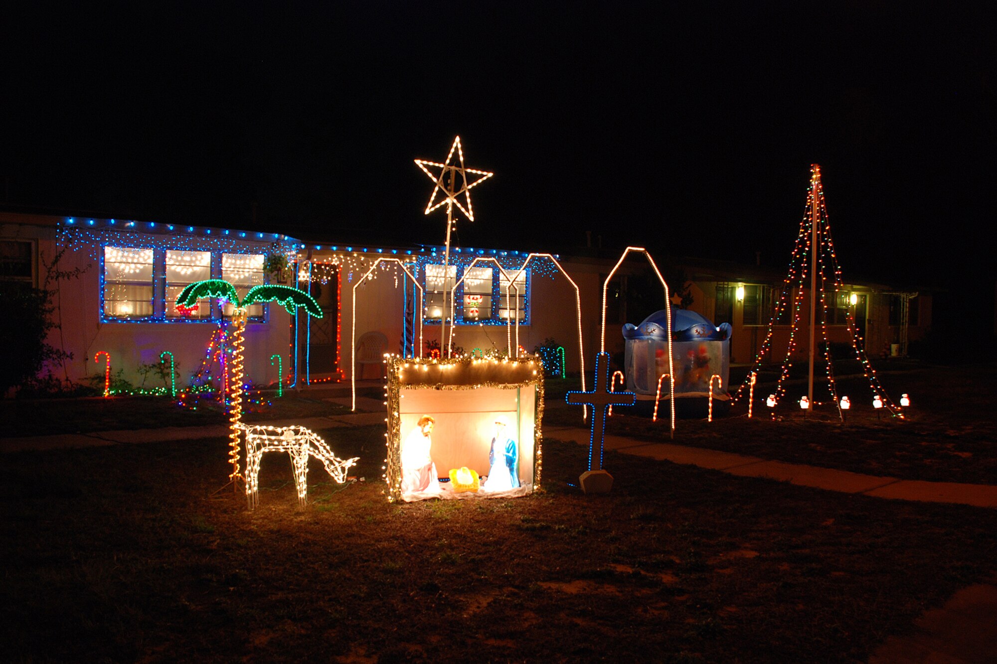 EGLIN AIR FORCE BASE, Fla. -- Staff Sgt. Daniel McDermott and family, 728th Air Control Squadron, went all out decorating the house this year and earned a first-place finish in the Team Eglin Holiday Decorating Competition. Senior Airman Donnie Stallworth and family, 16th Aircraft Maintenance Squadron, earned second place and Senior Airman Dustin Elizondo and family, 33rd Maintenance Squadron, earned third place. Senior Airman Jesse Hare and family, 96th Logistics Readiness Squadron, and Staff Sgt. Joseph Angerhofer and family, 46th Aircraft Maintenance Squadron, earned Best Entertainment for Kids. Honorable mentions included Tech. Sgt. Shane Patterson and family, 33rd Maintenance Operations Squadron, Capt. Carlos Poveda Jr. and family, United States Air Force Special Operations School, Capt. Jacob Kleinsasser, 15th Special Operations Squadron and Staff Sgt. Anthony Jones, 96th LRS. (U.S. Air Force photo by Staff Sgt. Mike Meares)