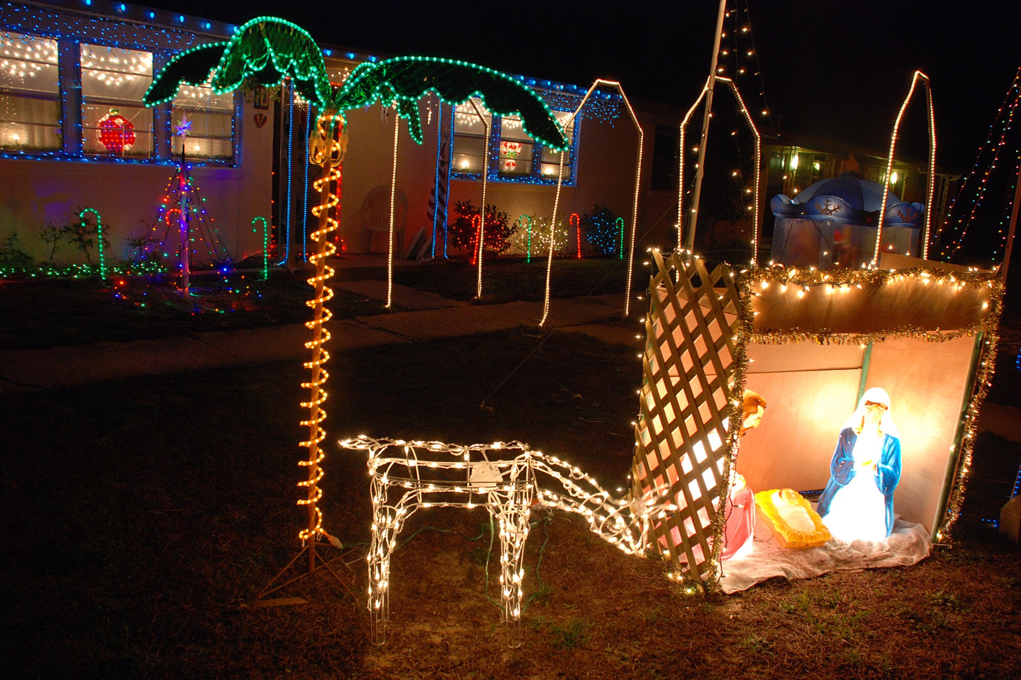 EGLIN AIR FORCE BASE, Fla. -- Staff Sgt. Daniel McDermott and family, 728th Air Control Squadron, went all out decorating the house this year and earned a first-place finish in the Team Eglin Holiday Decorating Competition. Senior Airman Donnie Stallworth and family, 16th Aircraft Maintenance Squadron, earned second place and Senior Airman Dustin Elizondo and family, 33rd Maintenance Squadron, earned third place. Senior Airman Jesse Hare and family, 96th Logistics Readiness Squadron, and Staff Sgt. Joseph Angerhofer and family, 46th Aircraft Maintenance Squadron, earned Best Entertainment for Kids. Honorable mentions included Tech. Sgt. Shane Patterson and family, 33rd Maintenance Operations Squadron, Capt. Carlos Poveda Jr. and family, United States Air Force Special Operations School, Capt. Jacob Kleinsasser, 15th Special Operations Squadron and Staff Sgt. Anthony Jones, 96th LRS. (U.S. Air Force photo by Staff Sgt. Mike Meares)