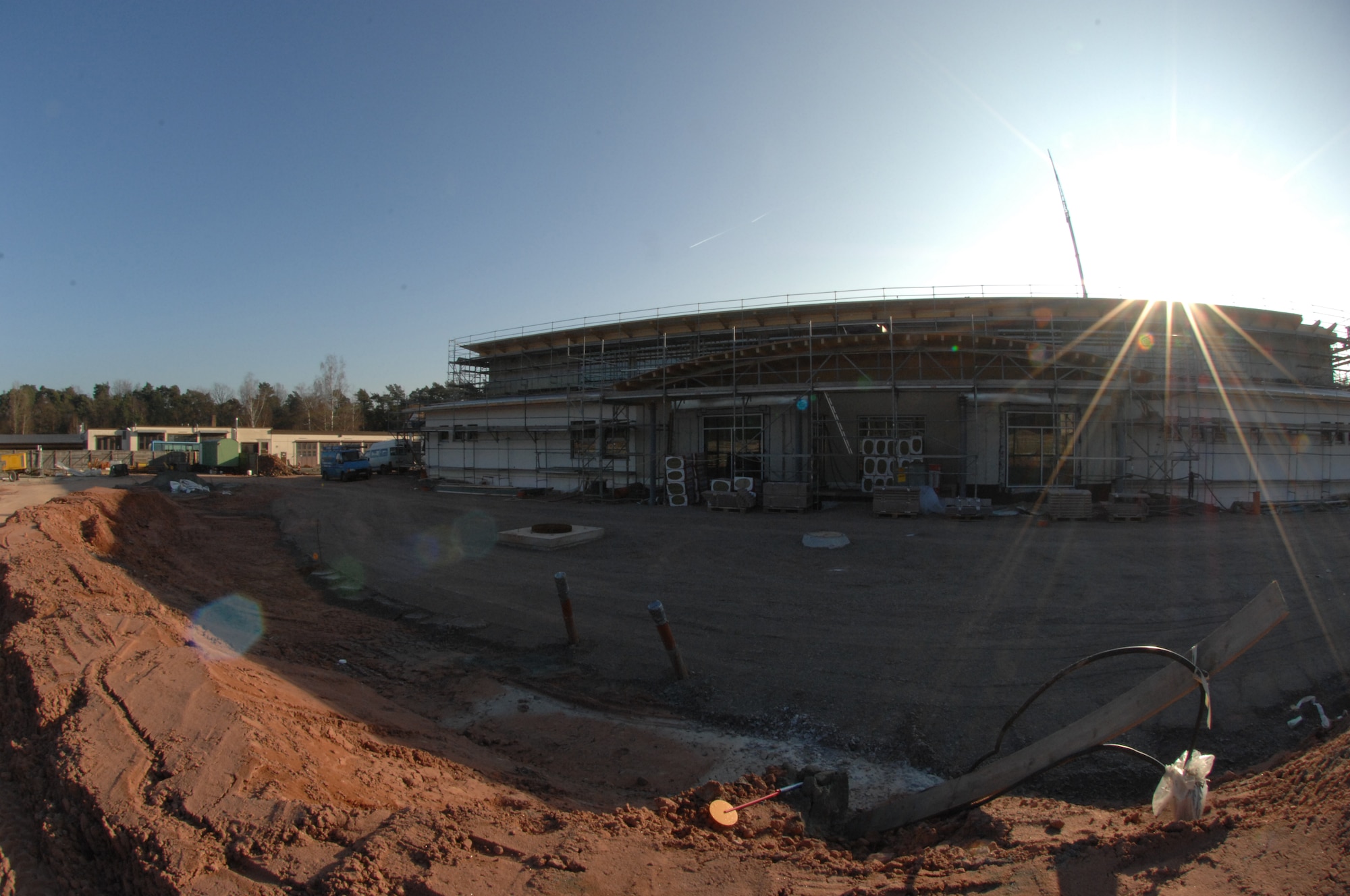 Construction continues Dec. 19 on Ramstein's indoor aquatic center. It is projected for completion late summer or early fall 2008.  (U.S. Air Force photo/Airman 1st Class Amber Bressler)(RELEASED)