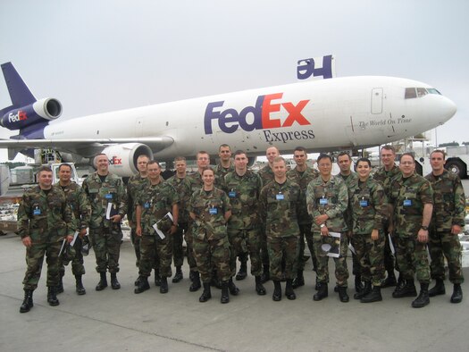 The Northern Lights Chapter of the Logistics Officers Association tours Anchorage's Federal Express facility. During the tour, the group learned about parcel movement, load planning and aircraft maintenance. This is one of the many ways the LOA opens its doors to opportunities for exchange between Air Force loggies and Alaska-based logistics industry leaders. (Courtesy photo)