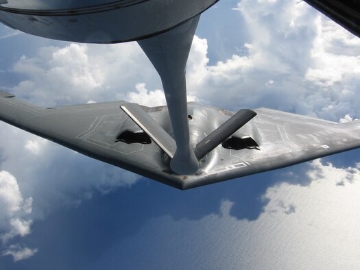 ANDERSEN AIR FORCE BASE, Guam -- Aerial refueling is an integral part of the global strike capability of the stealth bomber. Aerial refueling squadrons are a part of the continuous bomber presence here; their aircraft and Airmen rotate in and out on a regular basis. (Courtesy photo)