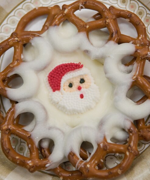 A Santa Claus pretzel cookie donated for Operation Cookie Drop Dec. 17. There more than 9,600 cookies donated in the 2007 operation. (U.S. Air Force photo/Jason Minto)