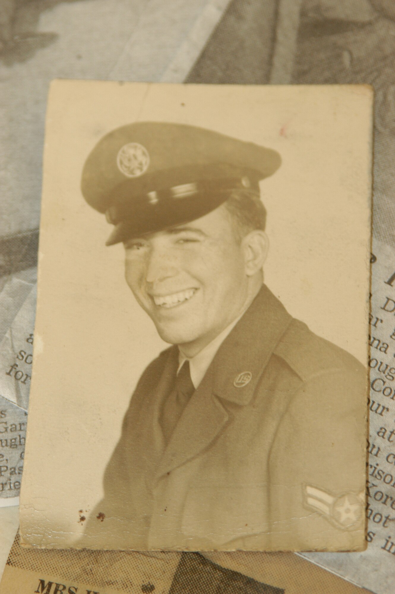 Airman First Class Franklin H. Hall, a right blister gunner on the B-29 during the Korean War, was shot down over communist territory on November 8, 1952. He was a prisoner of war for 11 months.  He was recently awarded the Purple Heart and Prisoner of War medals.  (U.S. Air Force Photo/Laura Dermarderosian-Smith)