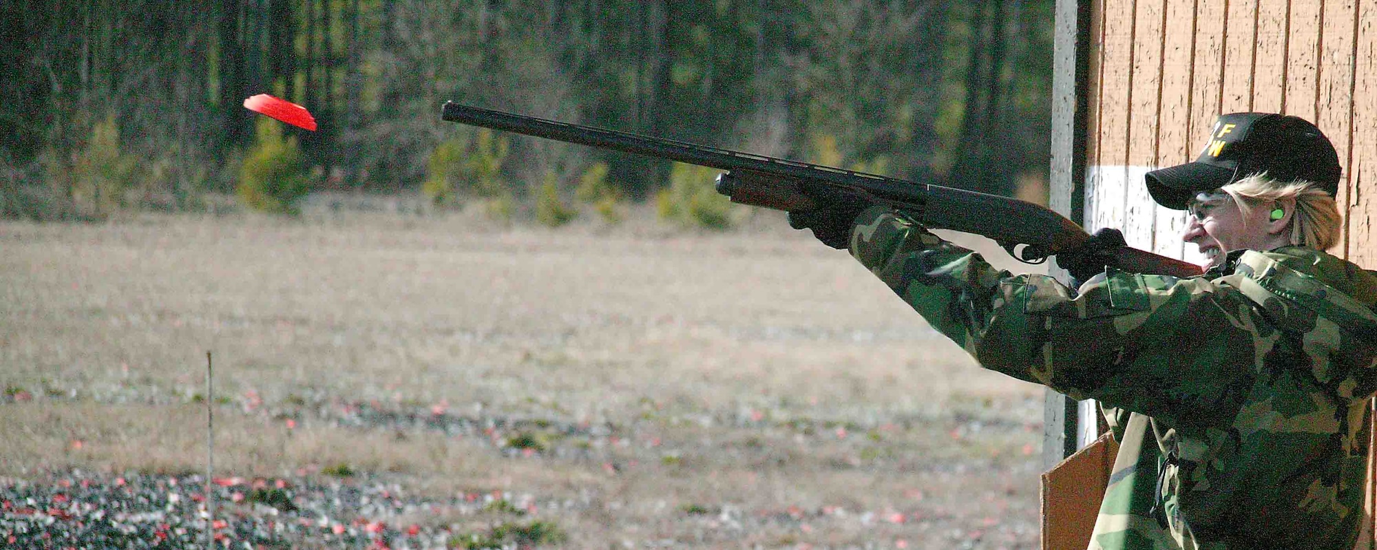SHAW AIR FORCE BASE, S.C. -- Chaplain (Capt.) Melissa Ollendieck, 20th Fighter Wing chaplain's office, prepares to shoot a clay pigeon during trap shooting Jan. 25 at the skeet and trap range. (U.S. Air Force photo/Senior Airman John Gordinier)