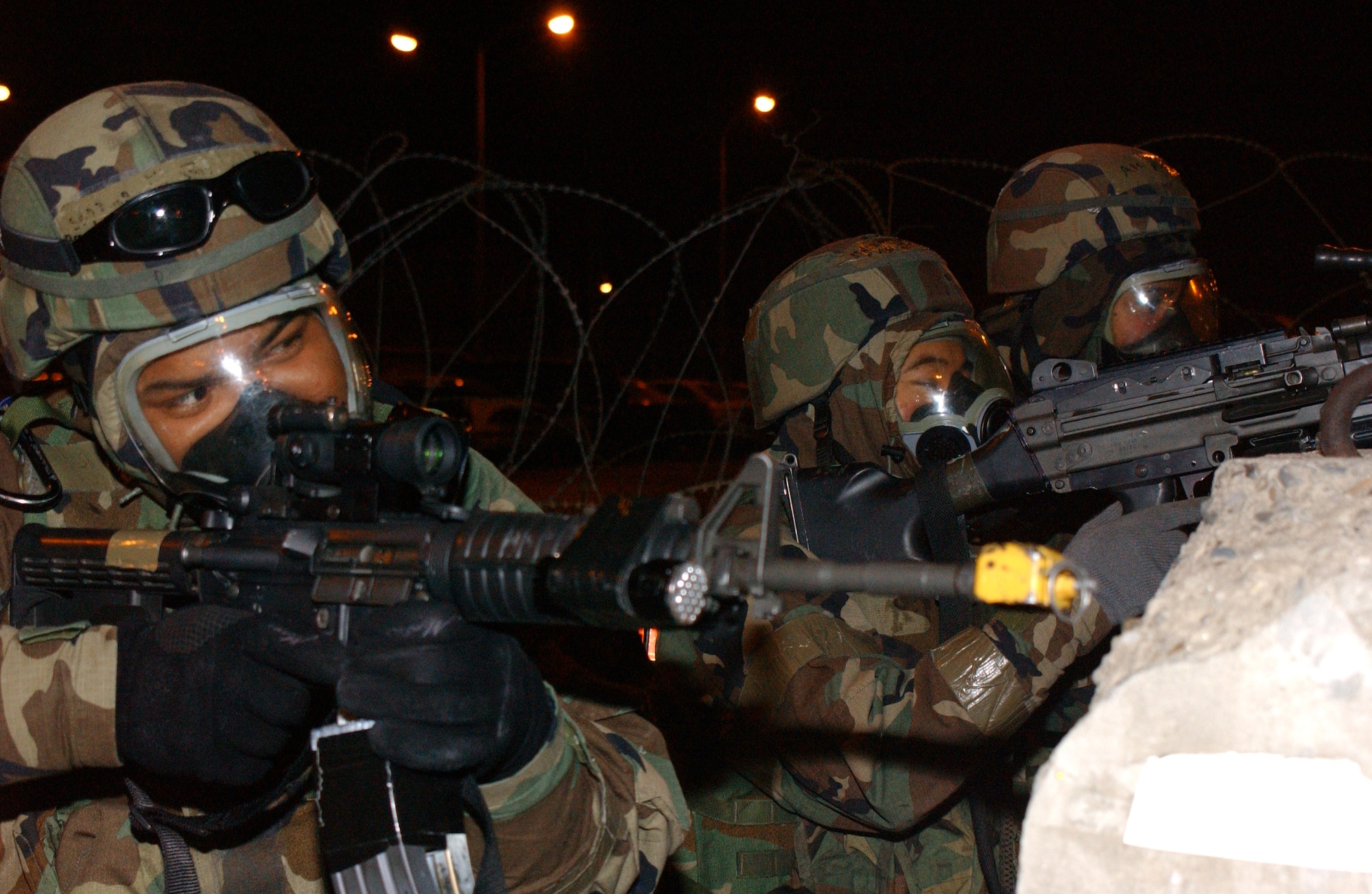 OSAN AIR BASE, Republic of Korea --  Members of the 51st Security Forces Squadron man a post during an opposing forces attack exercise Jan. 24. (U.S. Air Force photo by Senior Airman Eunique Stevens)