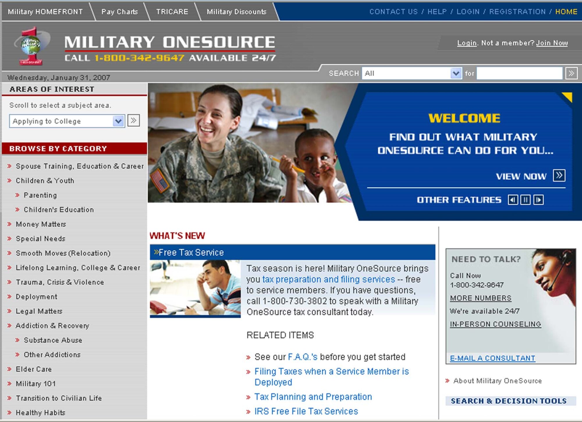 you do not need to visit the Community Center or wait to speak with a tax advisor to have your tax questions answered—instead, by logging onto www.militaryonesource.com, you can prepare your tax return at any time and receive around-the-clock assistance by calling 1-800-342-9647 or 1-800-730-3802.