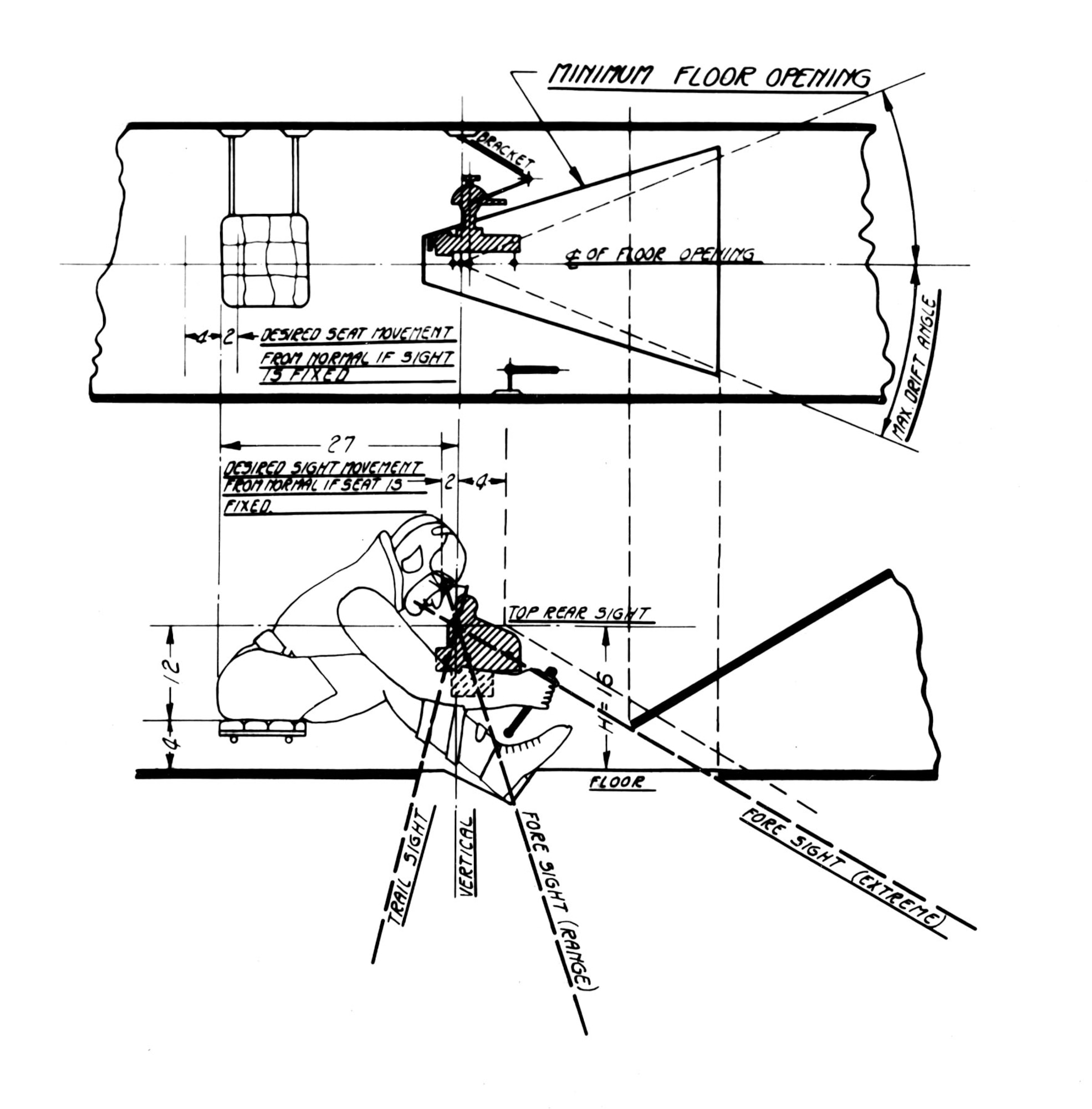 Illustration from a manual showing how the bombardier operated the D-1 bombsight. (U.S. Air Force photo)