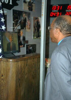 Rev. Phillip Williamson looks at the Sept. 11 display at the 8th Air Force Museum, Barksdale AFB, La., Friday, Feb. 2, 2007. Wing reservists' clergy visited Barksdale for the annual 917th Wing Clergy Day. (U.S. Air Force photo/Tech. Sgt. Jeff Walston0