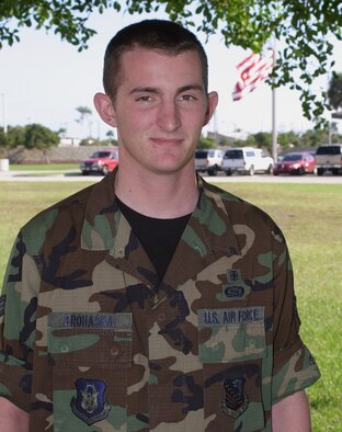 Senior Airman Mark Prohaska, 482nd Medical Squadron, was recognized for his acts of heroism during landfall and aftermath of Hurricane Katrina in August 2005 at Keesler Air Force Base, Miss. He’s now a full-time firefighter for Sarasota County, Fla. (U.S. Air Force photo/Tech. Sgt. Paul Dean)