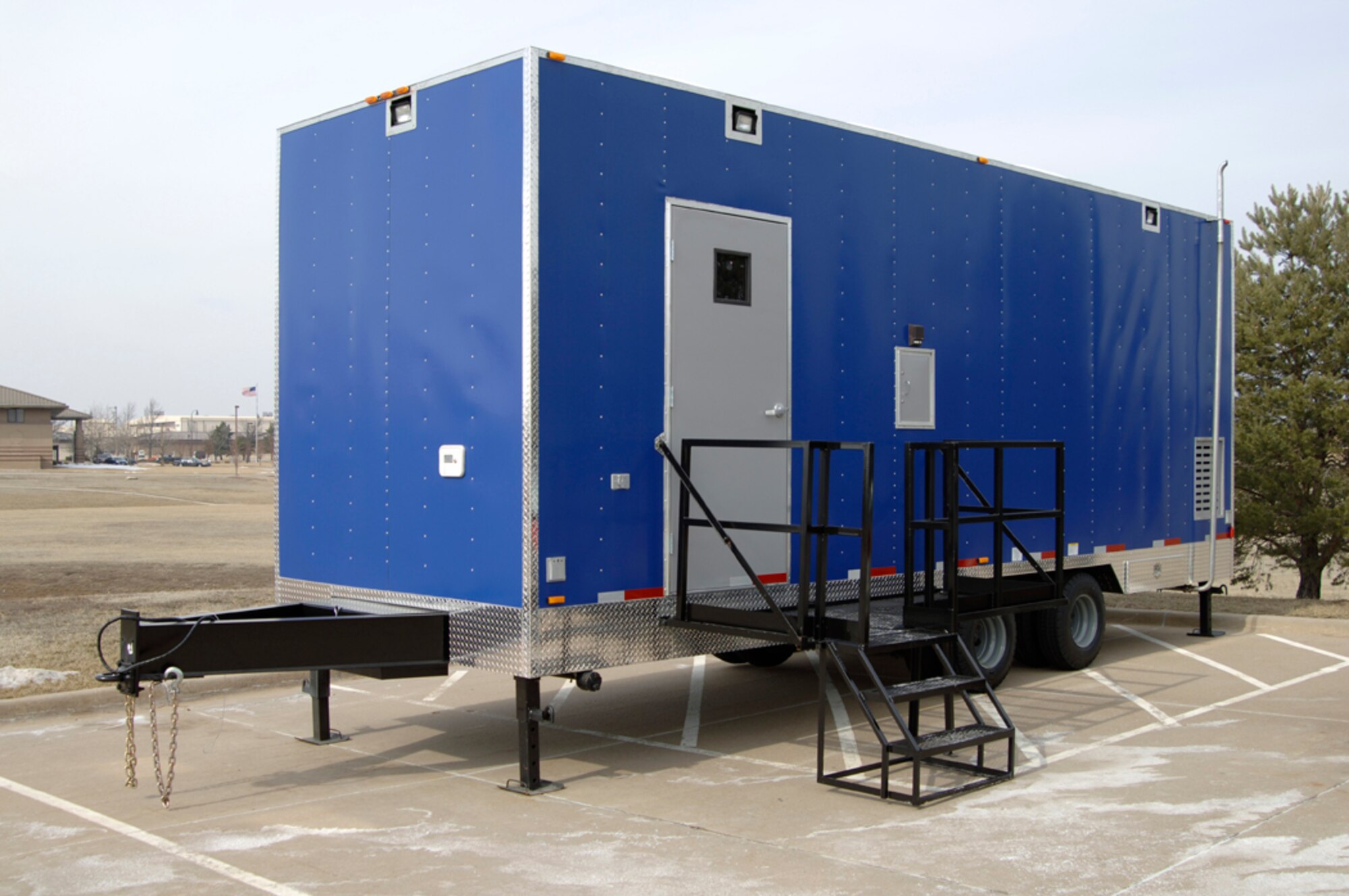 The 22nd Air Refueling Wing held a ceremony here Feb. 6, marking the first delivery in the Air Force of a Laboratory Response Team trailer. The trailer is equipped with a Joint Biological Agent Identification and Diagnostic System, or JBAIDS for short, providing rapid biological agent analysis in any emergency situation on the installation. (Air Force photo by Senior Airman Jamie Train, 22nd Communications Squadron)
