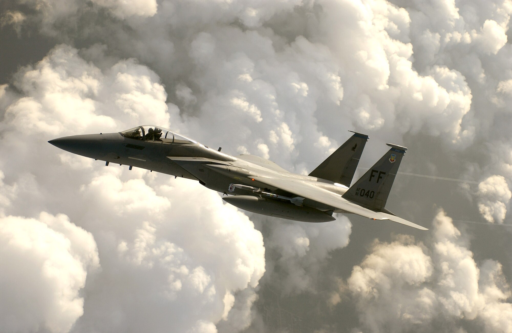 F-15 Eagles from the Florida Air National Guard's 125th Fighter Wing from Jacksonville were on stand-by during the days leading up to the Super Bowl Feb. 4, and on game day flew low-level patrols over local airports and Miami's Dolphin Stadium.  (U.S. Air Force photo/Tech. Sgt. Ben Bloker)