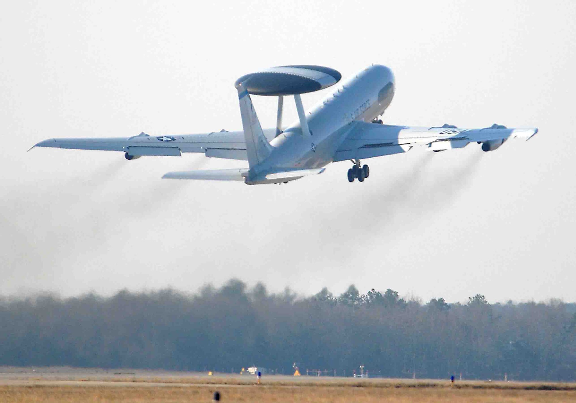 SHAW AIR FORCE BASE, S.C. -- An Air Force air warning and control system E-3 Sentry takes off Feb. 7 to support the four-day Operation Iron Thunder exercise. More than 100 aircraft participated in the exercise, which helps prepare Airmen for airborne operations while deployed. (U.S. Air Force photo/Airman 1st Class Matthew Davis)