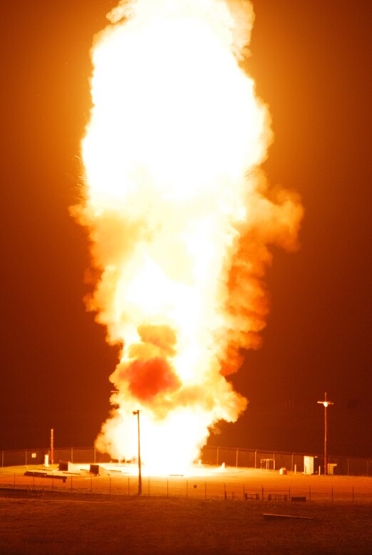 Vandenberg Air Force Base successfully participated in a U.S. Air Force test launch of a Minuteman III intercontinental ballistic missile from North Vandenberg's Launch Facility-10 to the Ronald Reagan Test Site near the Kwajalein Atoll in the western chain of the Marshall Islands February 7, 2007.  The launch was part of an operational test to determine the weapon system’s reliability and accuracy.  This was Vandenberg's first launch of the year.  (U.S. Air Force photo by Tech. Sgt. William Greer)
