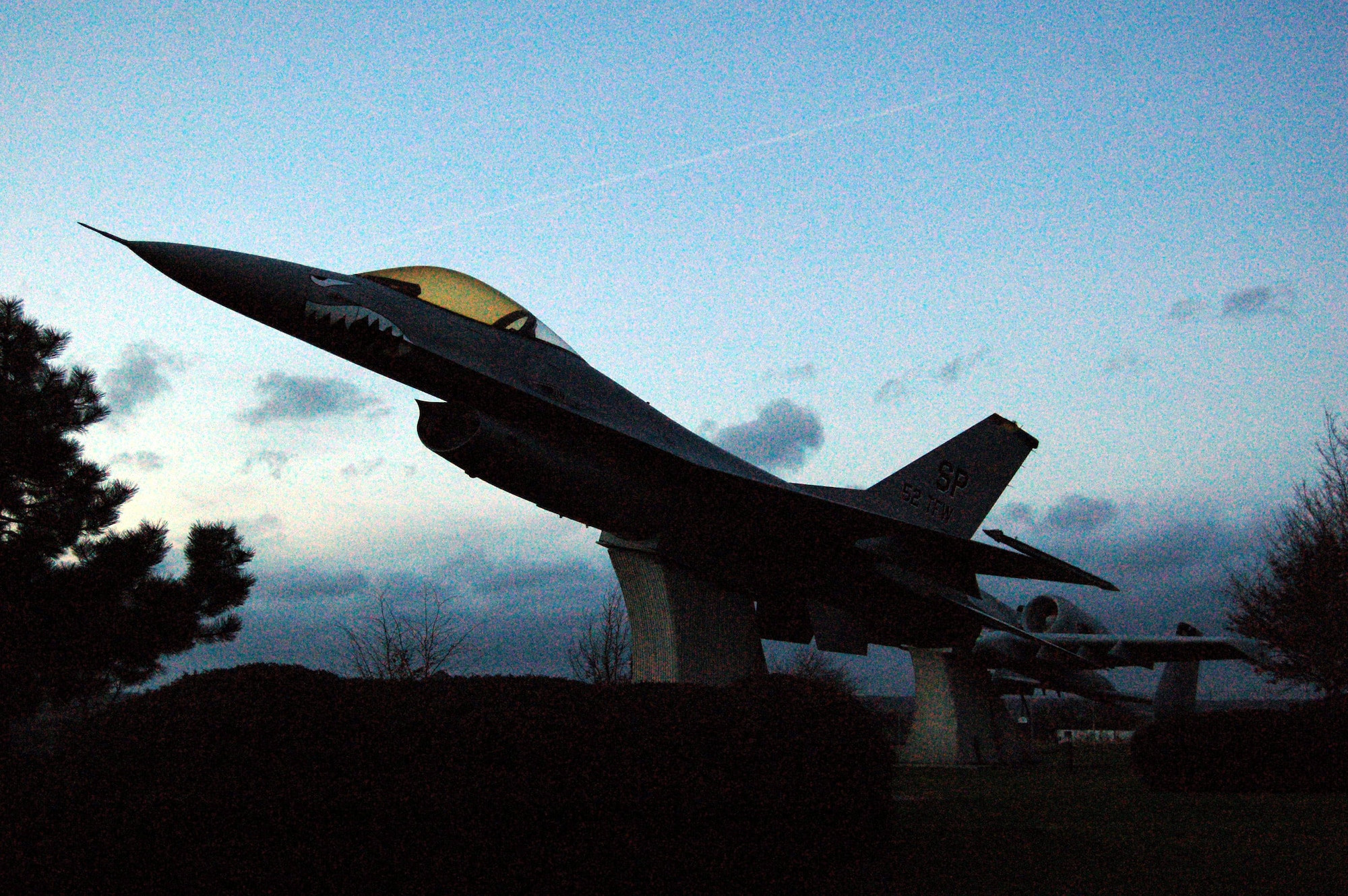 The workhorse of the Persian Gulf War, the F-16 flew 13,500 sorties -- more than any other aircraft. Designed as a multi-role aircraft, the F-16 was used extensively in subsequent contingency operations. This jet (tail number 78-0057) which rests peacefully against the setting sun, was gained by the U.S. Air Force in February 1980. It was retired from the operational inventory in 1990. (US Air Force photo by Senior Airman Eydie Sakura)