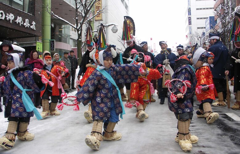 02/17/2006 -- MISAWA AIR BASE, Japan -- Enburi dancers parade the downtown streets in the sections of Juu-san-nichi machi, Mikka machi and Muika machi in Hachinohe, Japan, Feb. 17, 2006. There is no admission fee for this annual event. This is one of the best places to see everything at one time. The parade is Feb. 17 at 10:40 a.m. (Courtesy photo)